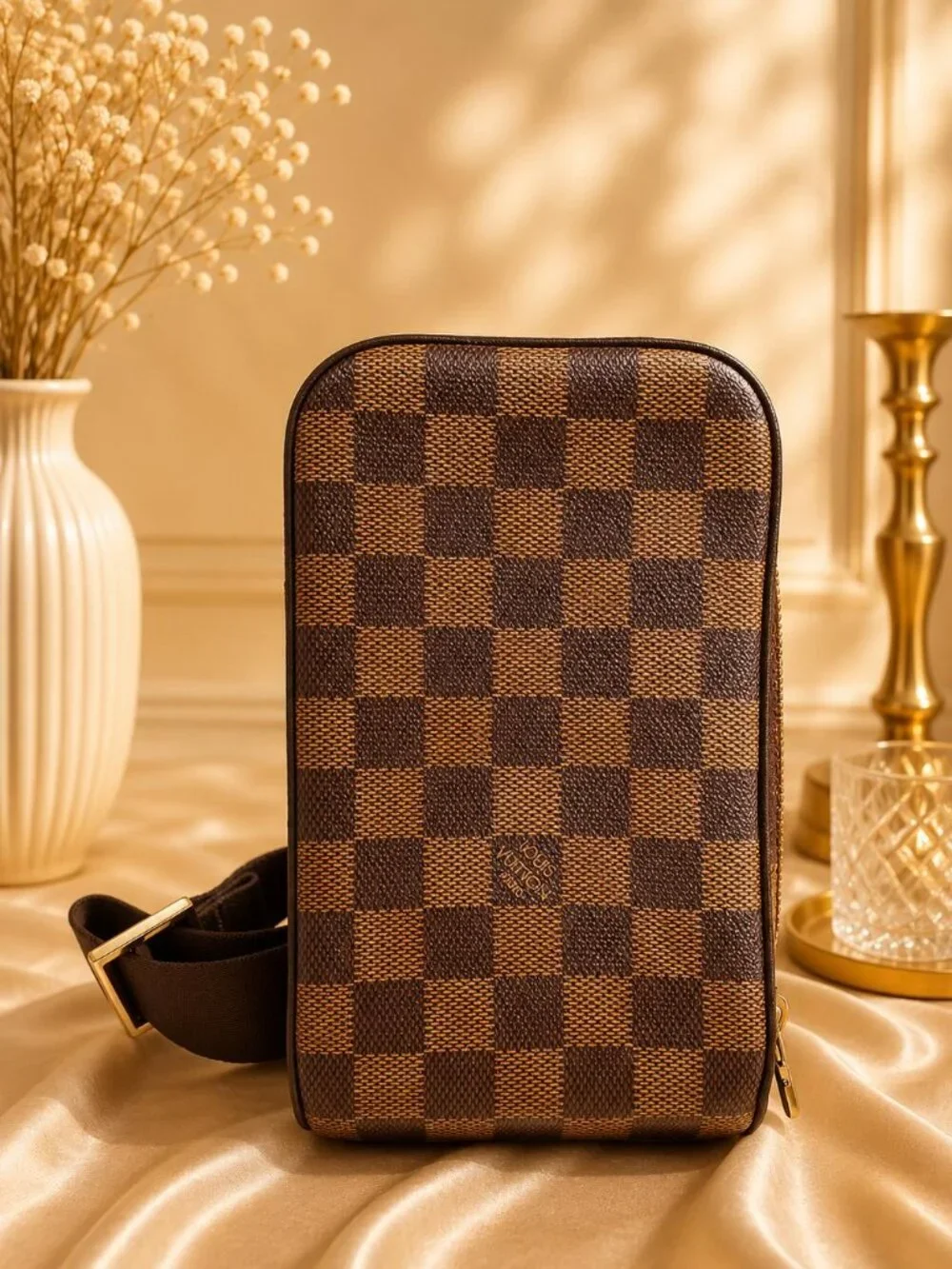 Authentic Louis Vuitton Geronimos Damier Ebene Sling Bag Crossbody Waist Bag LV